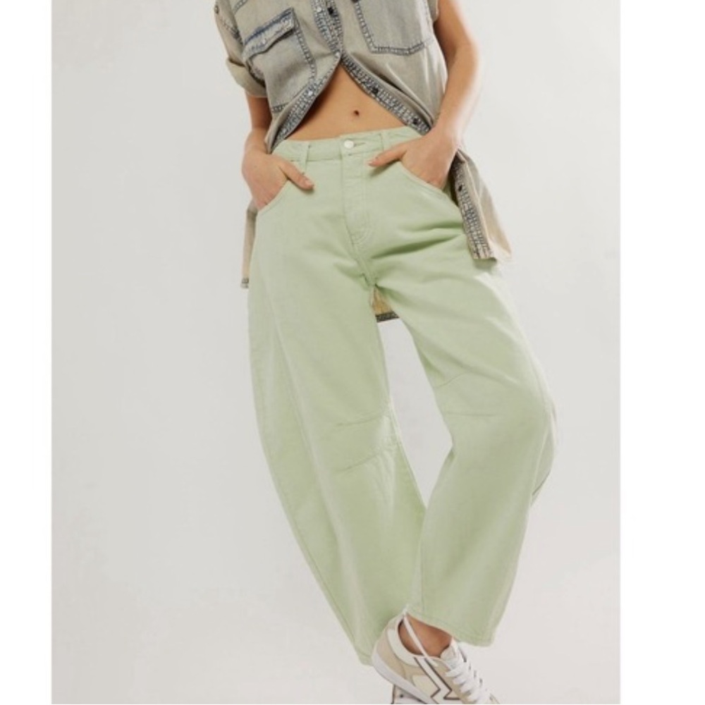 Free People We The Free Good Luck Mid-Rise Barrel Jeans NWOT